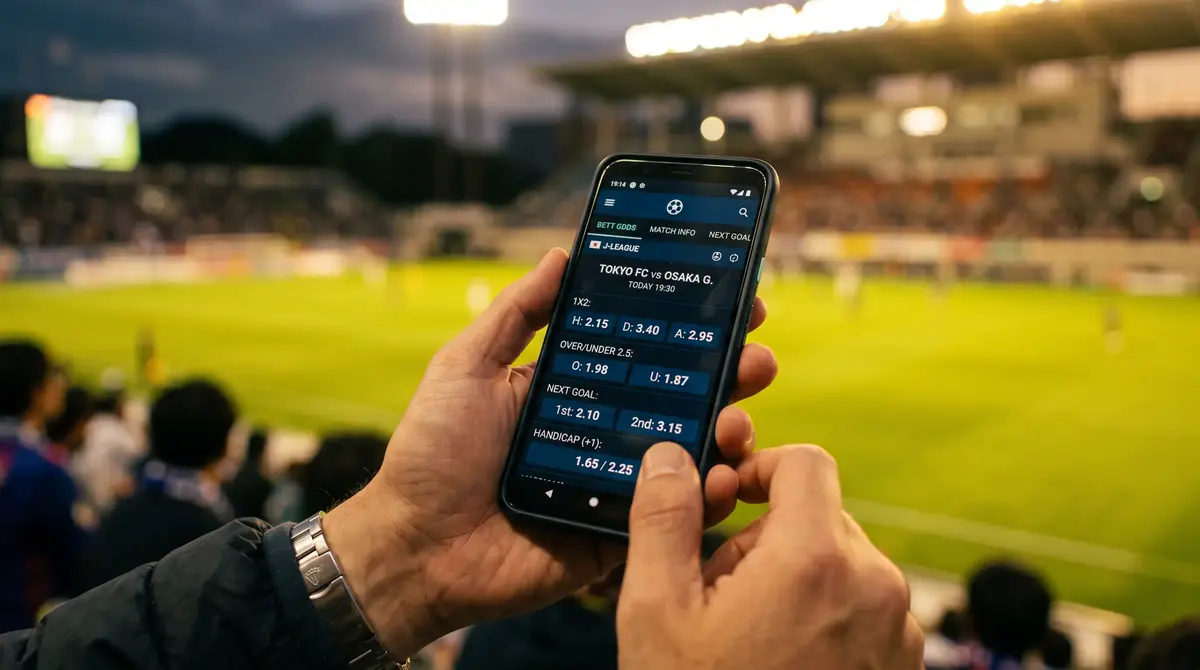Cuotas outright de la J-League en una pantalla de corredor de apuestas con odds del mercado de campeón