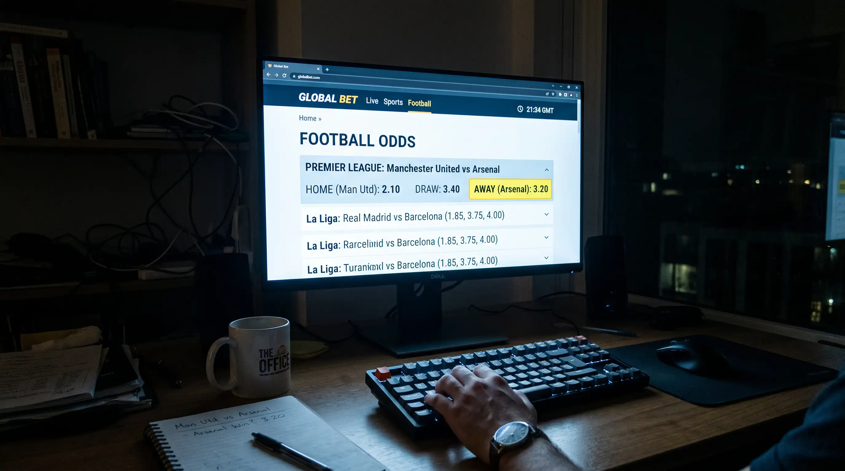 Pantalla de ordenador con cuotas de apuestas destacadas mostrando valor en la J-League